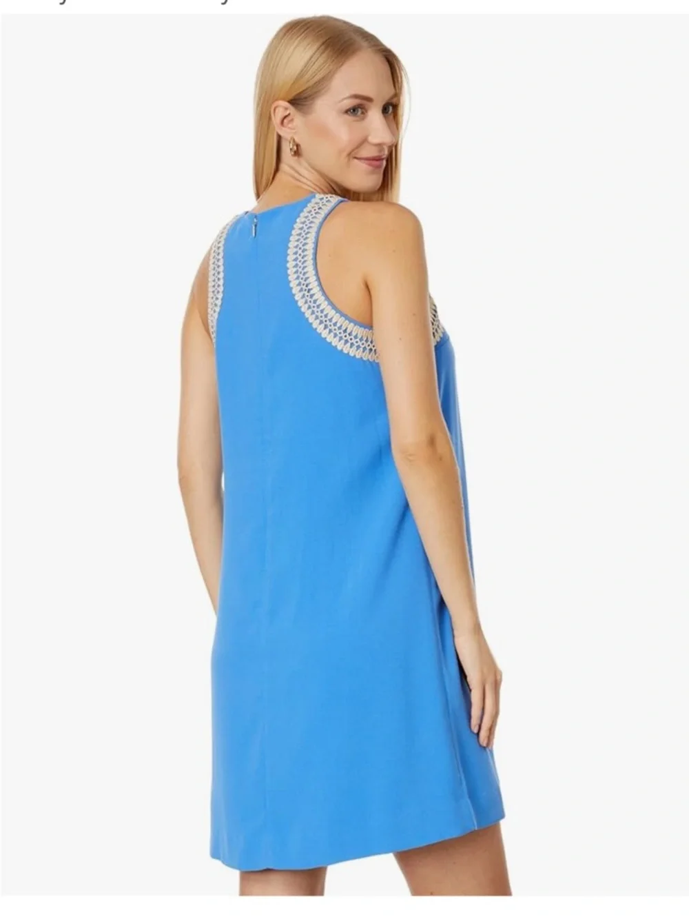 Lilly Pulitzer Amayah Soft Shift Blue Sleeveless Dress with Lace Trim sz 8 - Picture 11 of 12